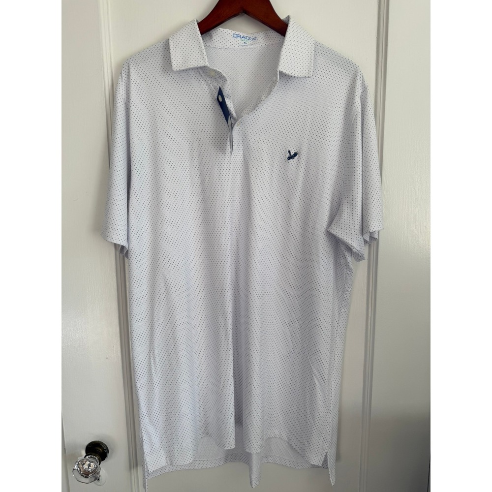 Draddy Polo Shirt Mens XL Captain Cool White Polka Dot Golf Keywords: Sport Prep